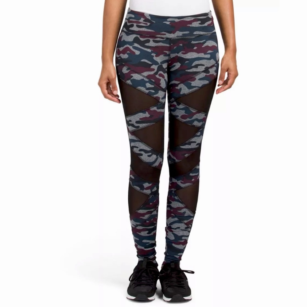 Jessica Simpson Active Yoga Leggings Mesh Camo XS